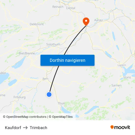 Kaufdorf to Trimbach map