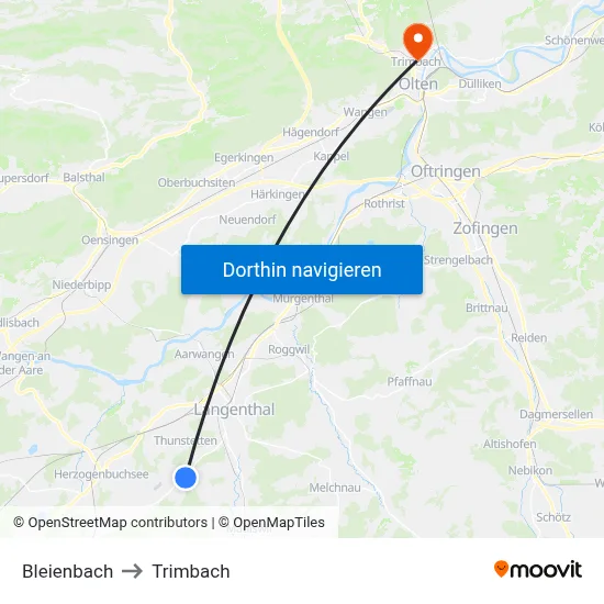 Bleienbach to Trimbach map