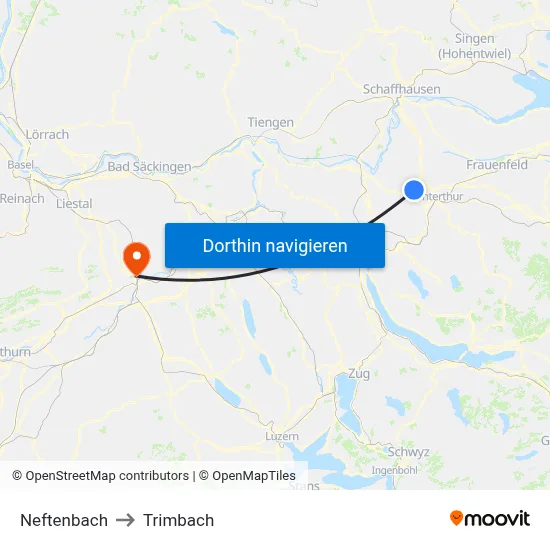 Neftenbach to Trimbach map