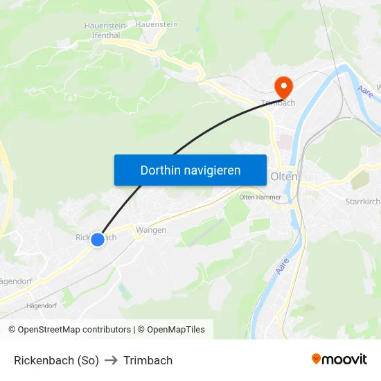 Rickenbach (So) to Trimbach map