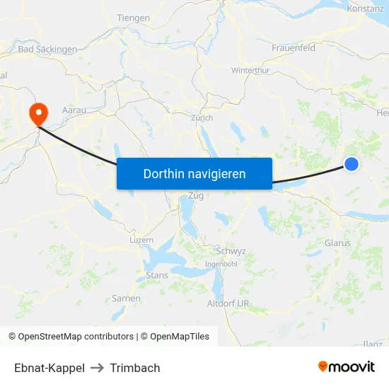 Ebnat-Kappel to Trimbach map