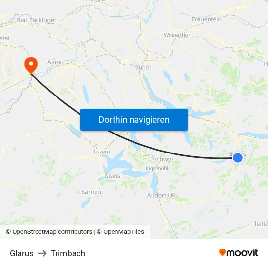 Glarus to Trimbach map