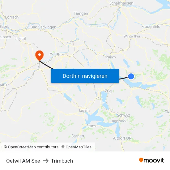 Oetwil AM See to Trimbach map
