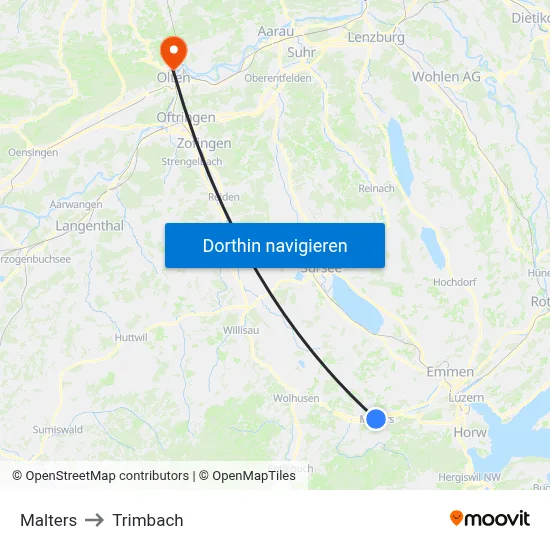 Malters to Trimbach map