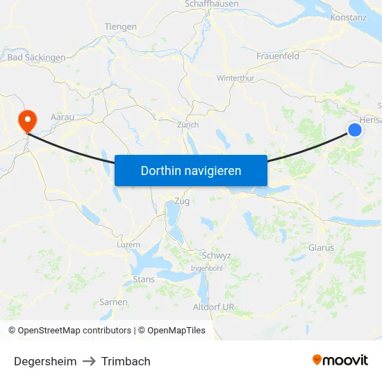 Degersheim to Trimbach map