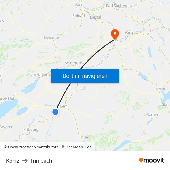 Köniz to Trimbach map