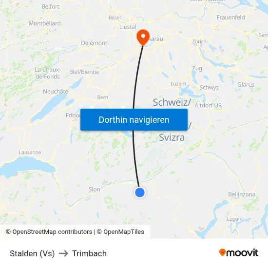 Stalden (Vs) to Trimbach map