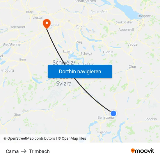 Cama to Trimbach map