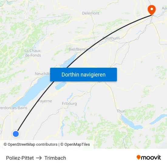 Poliez-Pittet to Trimbach map