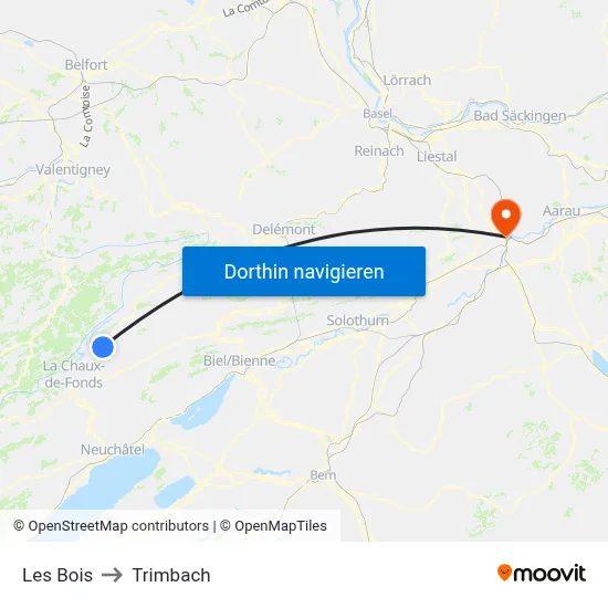 Les Bois to Trimbach map
