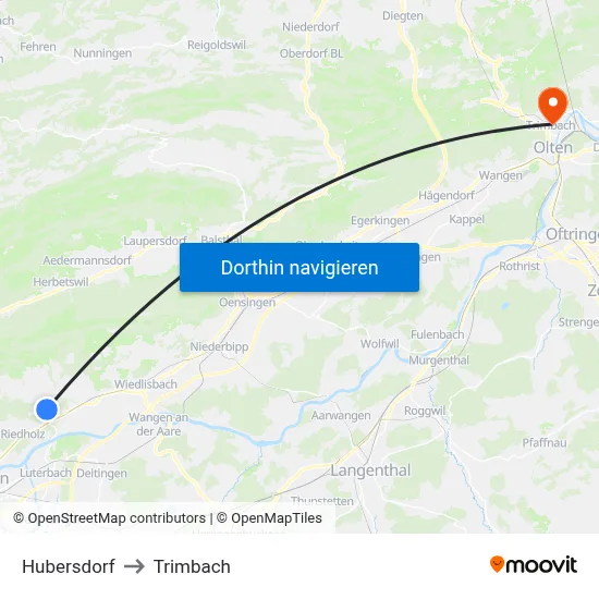 Hubersdorf to Trimbach map