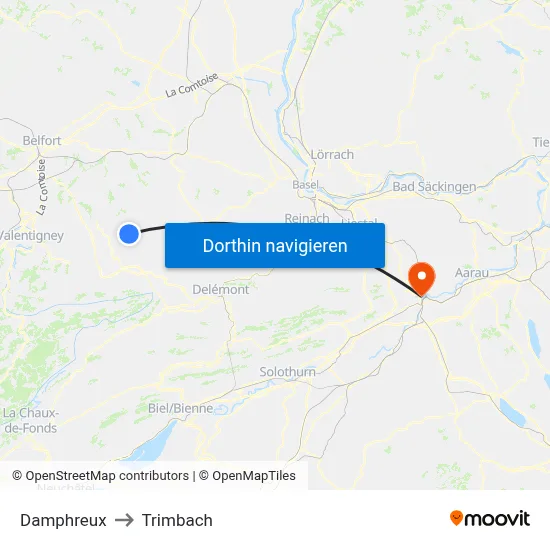 Damphreux to Trimbach map