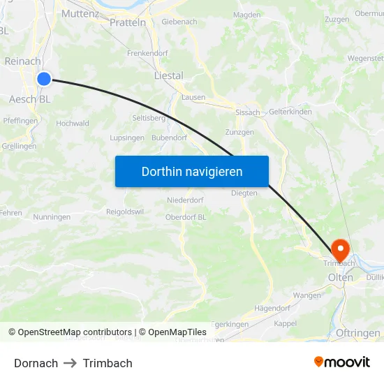Dornach to Trimbach map