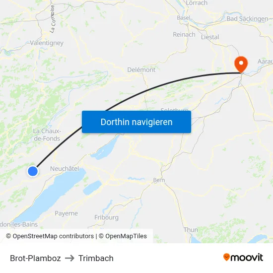 Brot-Plamboz to Trimbach map