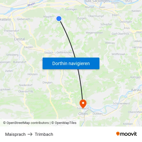 Maisprach to Trimbach map