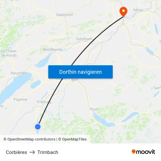 Corbières to Trimbach map
