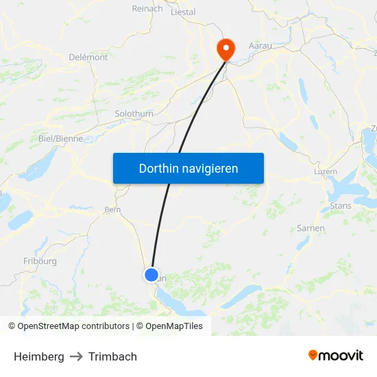 Heimberg to Trimbach map