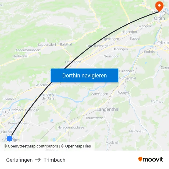 Gerlafingen to Trimbach map