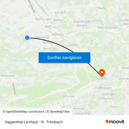 Hagenthal-Le-Haut to Trimbach map