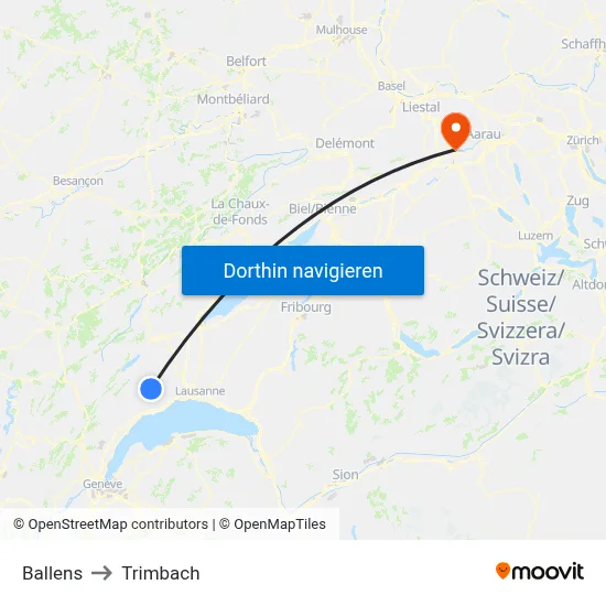 Ballens to Trimbach map