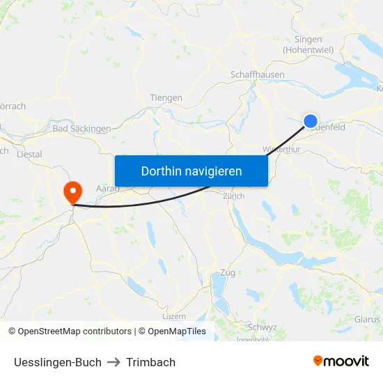 Uesslingen-Buch to Trimbach map