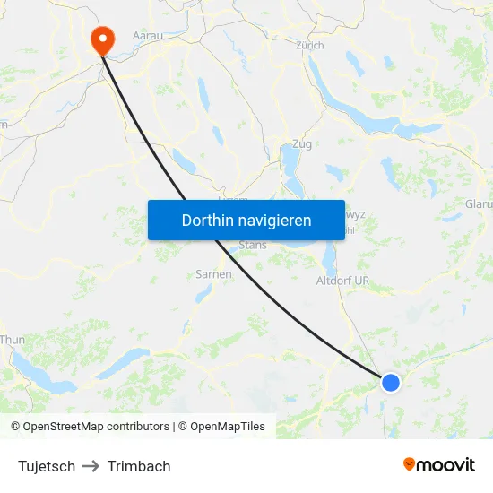 Tujetsch to Trimbach map