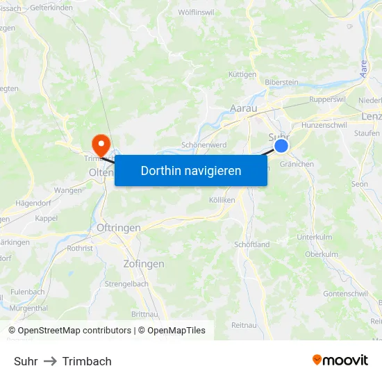 Suhr to Trimbach map