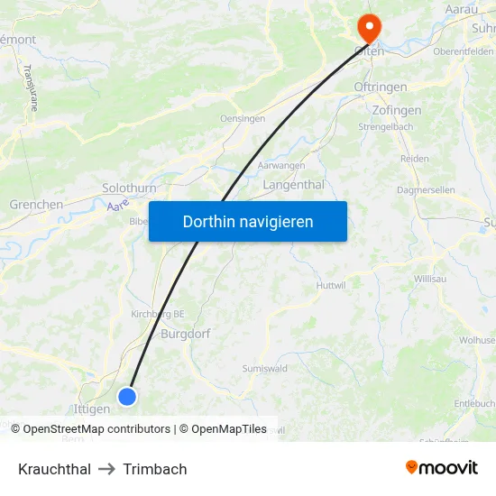 Krauchthal to Trimbach map