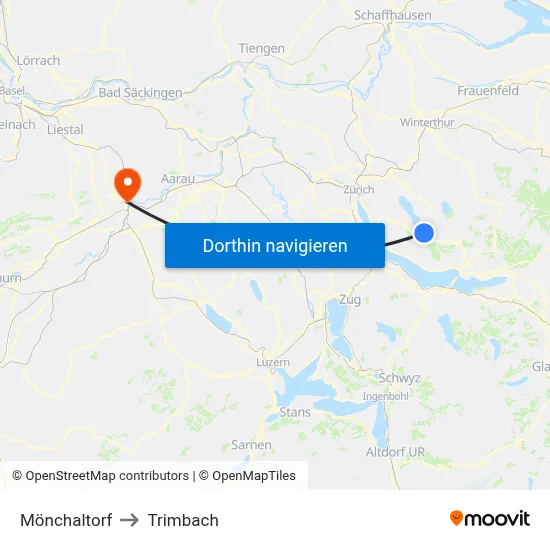 Mönchaltorf to Trimbach map