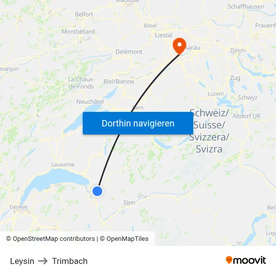 Leysin to Trimbach map