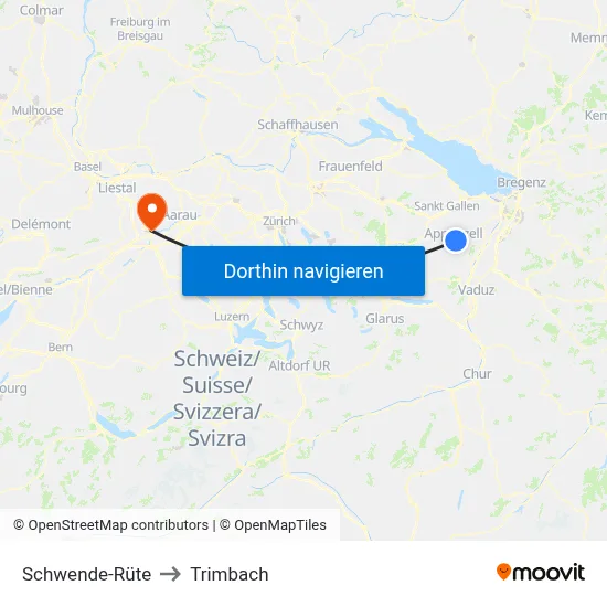 Schwende-Rüte to Trimbach map