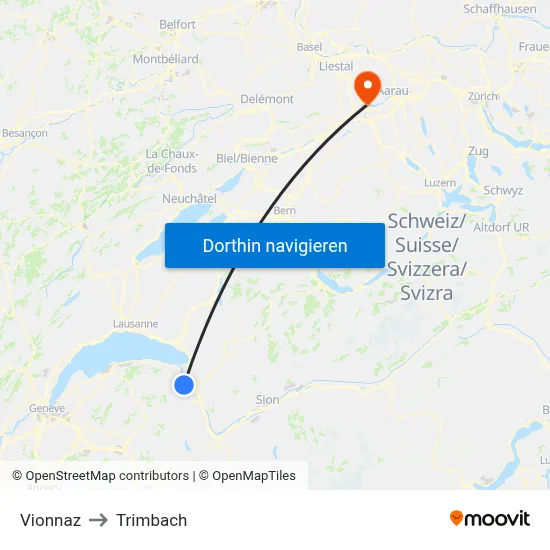 Vionnaz to Trimbach map