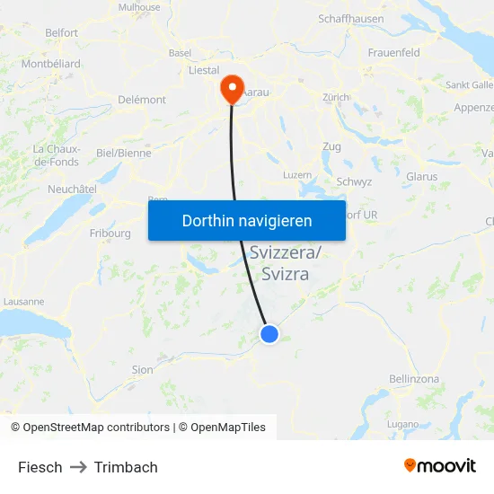 Fiesch to Trimbach map
