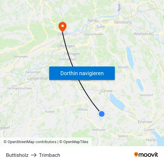 Buttisholz to Trimbach map