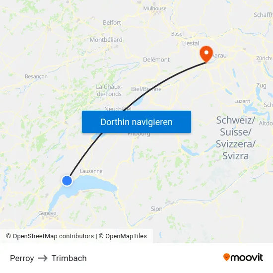 Perroy to Trimbach map