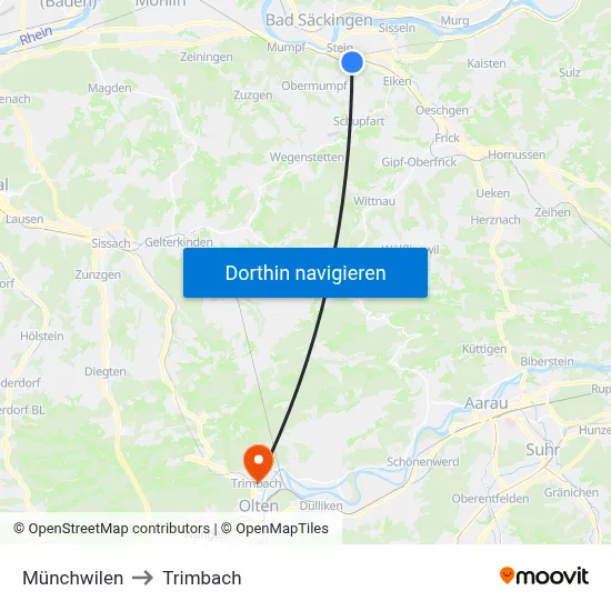 Münchwilen to Trimbach map