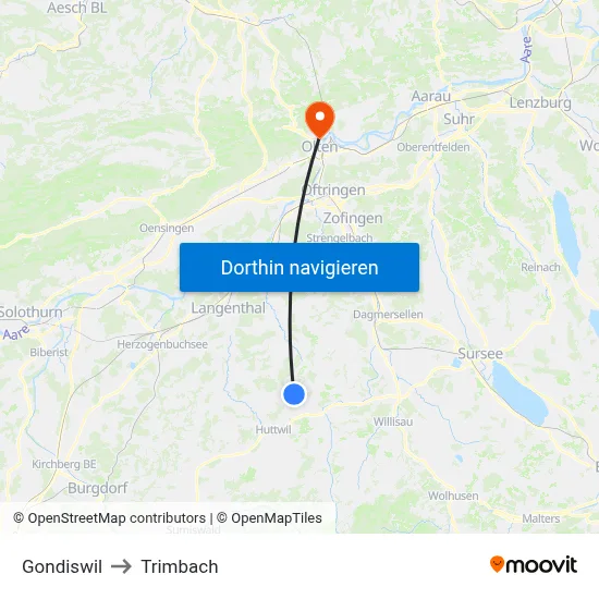 Gondiswil to Trimbach map