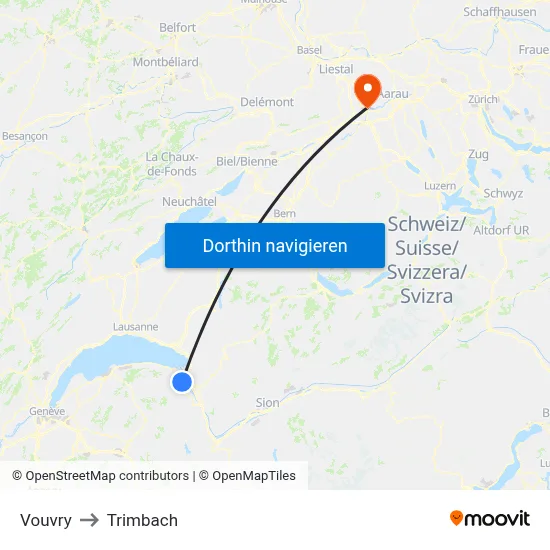 Vouvry to Trimbach map