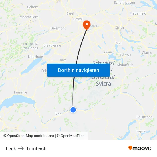 Leuk to Trimbach map