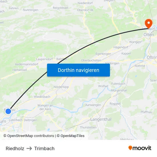Riedholz to Trimbach map
