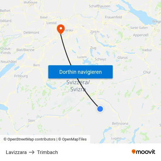 Lavizzara to Trimbach map