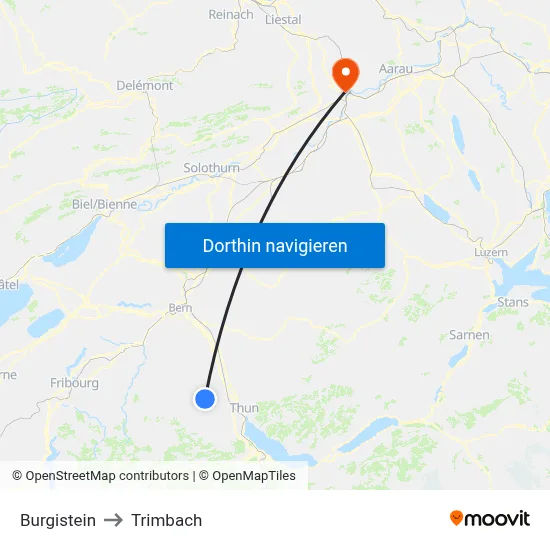 Burgistein to Trimbach map