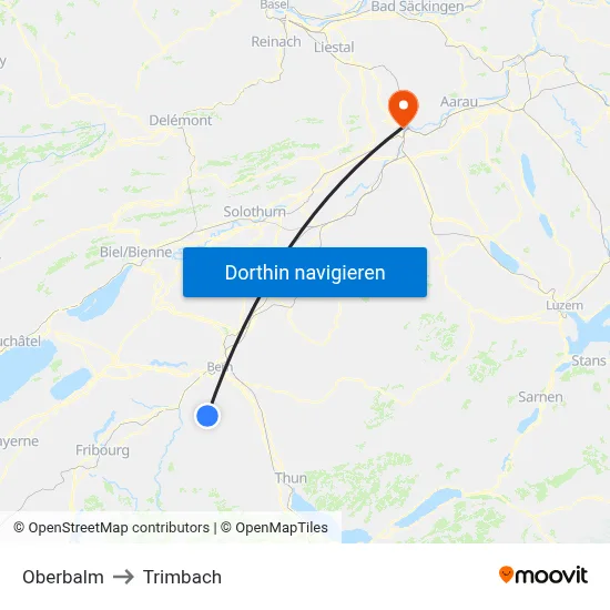 Oberbalm to Trimbach map