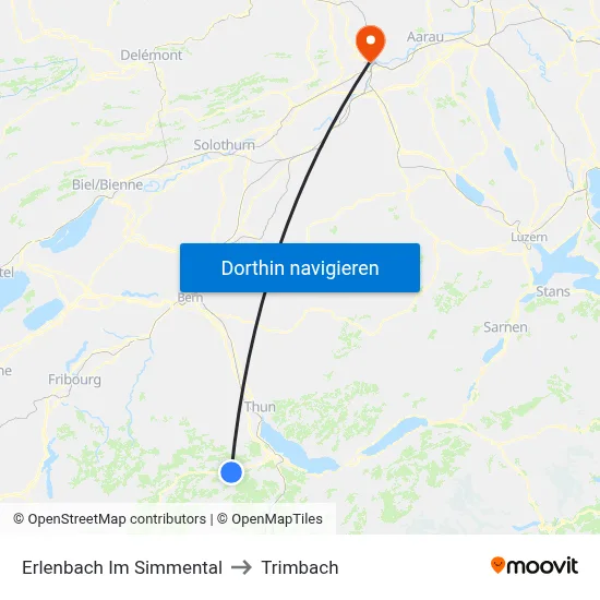Erlenbach Im Simmental to Trimbach map
