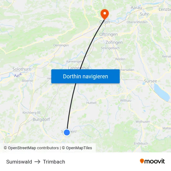 Sumiswald to Trimbach map