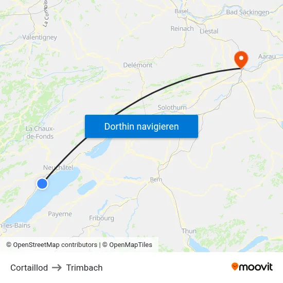 Cortaillod to Trimbach map