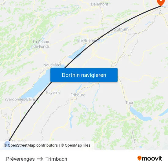 Préverenges to Trimbach map