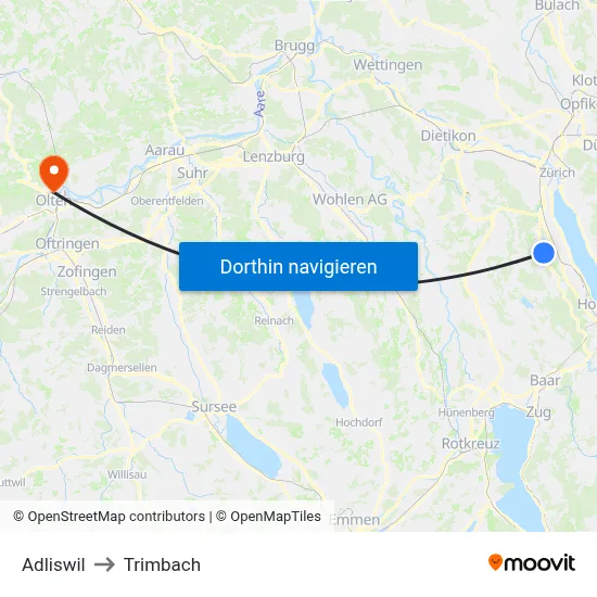 Adliswil to Trimbach map