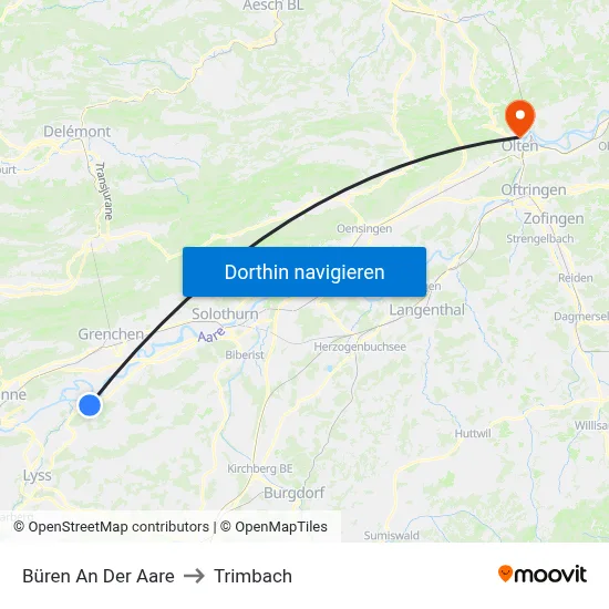 Büren An Der Aare to Trimbach map