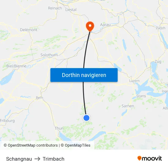 Schangnau to Trimbach map